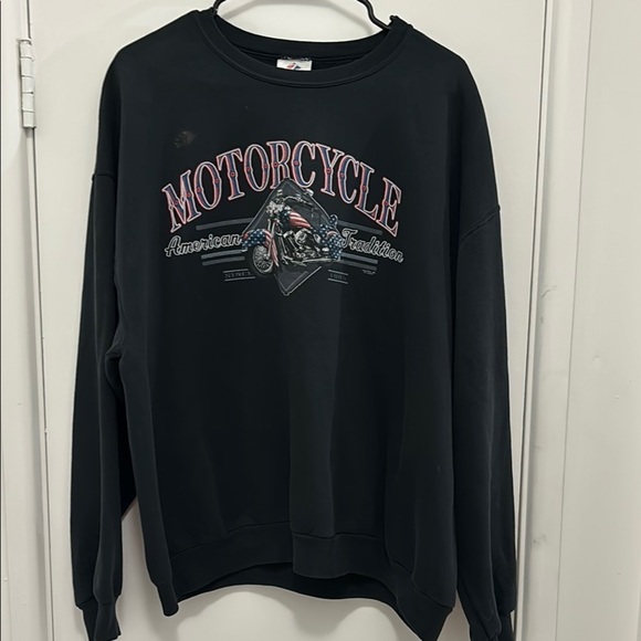 Vintage Motorcycle Graphic Black Sweater - Picture 1 of 3